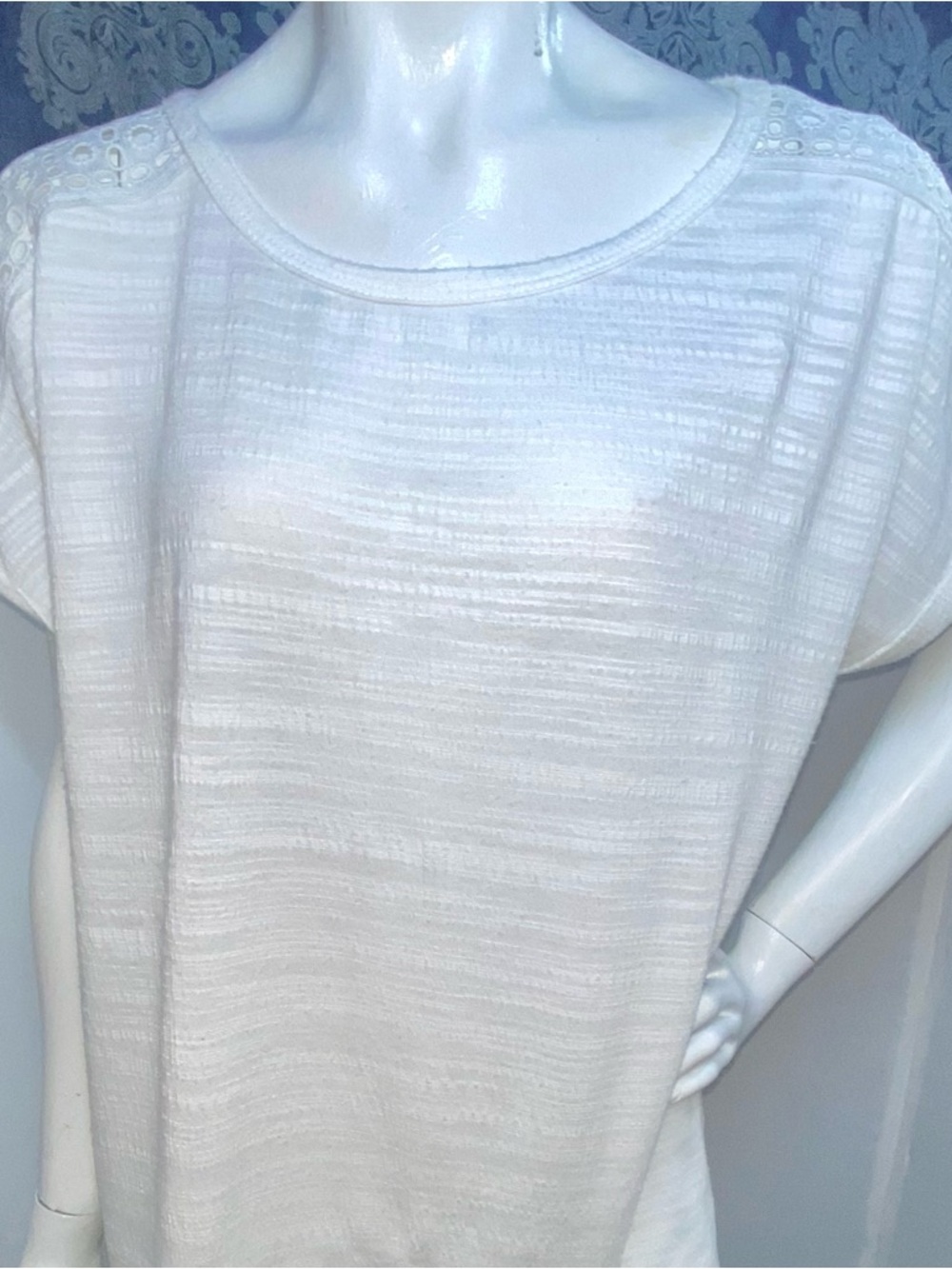 Classic White Short Sleeve Textured Blouse